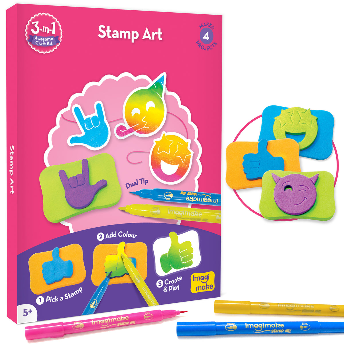 Imagimake Stamp Art-Food Coloring and Stamping Set, Child Age