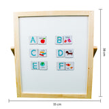 2 in 1 Magnetic White & Black Board With Some Alphabet And Image Stickers And Chalks